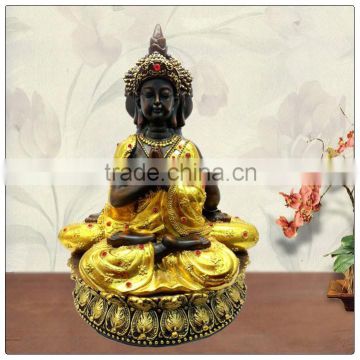 24k painting Golden color 3 side buddha figurine ,resin buddha