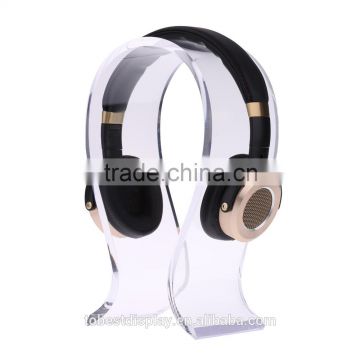 U shaped beautiful clear acrylic headphone stand,acrylic headphone display manufacturer