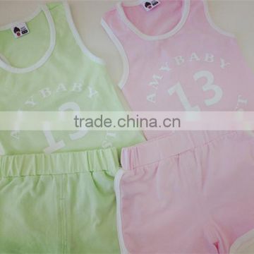 Hot Sale Two Colors Cute Soft Printing Numbers Children Cotton Sport Suit for Girls