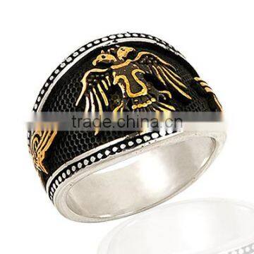 925K Sterling Silver Double Head Eagle Men Ring