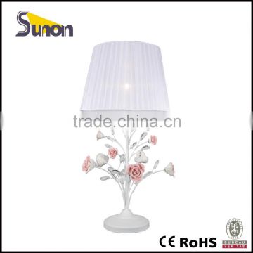 ST0800-1white wrought Iron ceramic flower reading table lamp