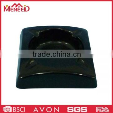 Black solid color luxury melamine square shape ashtray