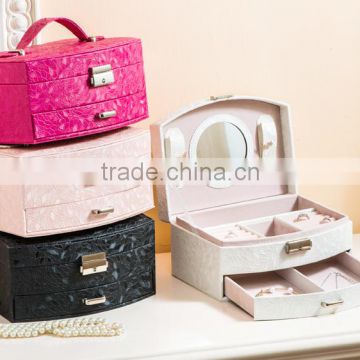 Chinese factories wholesale custom luxurious leather jewelry box, multi-function makeup box