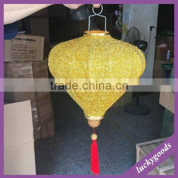 hot sale hanging 12inch gold vietnamese lantern for decoration