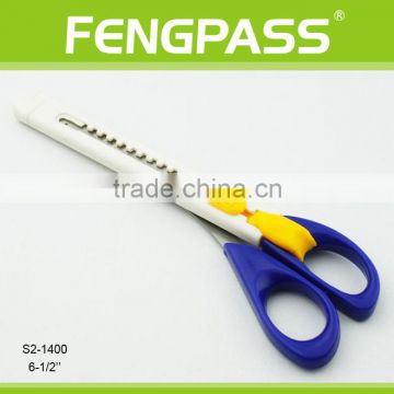 S2-1400 6-1/2" Inch 2CR13 Stainless Steel With PP Handle Promotional Utility Craft Scissors With Knife