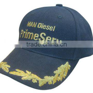 Custom High Quality Gold Embroidery Baseball Cap / Baseball Cap 6 Panel