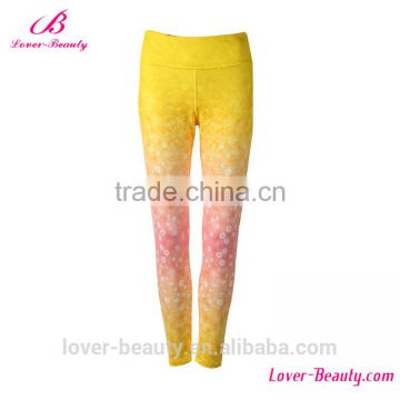 Lover-beauty printing gradient color leggings high waist pants