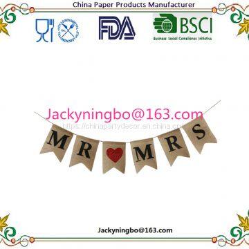 Ningbo PartyKing 6pcs Romantic MR MRS Letter Love Heart Triangle Garland Wedding Banner Bunting Flag for Wedding Party Home Decorations