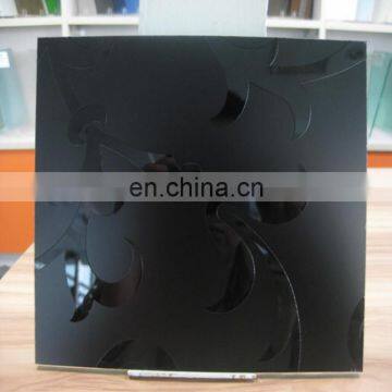 Sell black color coated decorative frosted glass,design pattern frosted glass