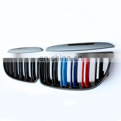 M3 style E90 front bumper grill for BMW 3 series E90 M color double slat line style 2005-2008