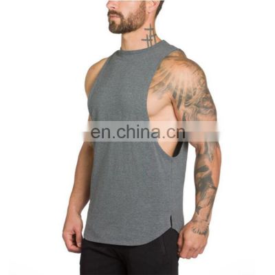 Factory Wholesale custom made Deep cut Scoop bottom gym Fitness workout tank tops for men