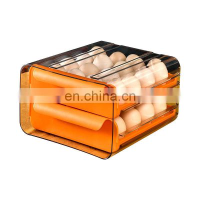 32 Grid Egg Storage Double-Layer Drawer Type Egg Box for Fridge Transparent Egg Container Shelf Saving Kitchen  Storage Box