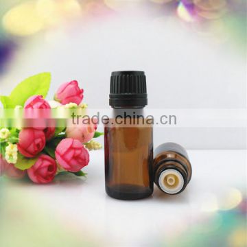 Trade Assurance! wholesale amber glass empty essential oil bottle 15ml with reducer orifice droper cap