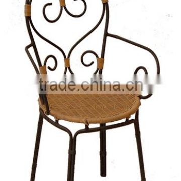 pvc wicker seat steel dining chair