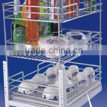 Kitchen chrome wire rack and cabinet pull out basket