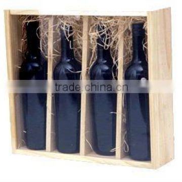4 bottles wooden wine box with dividers