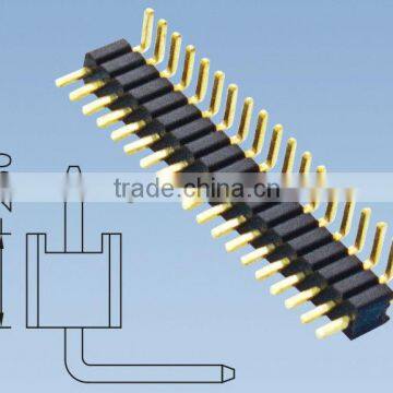 Right Angle Type Single Row 1.27mm Pitch Pin Header H=2.5