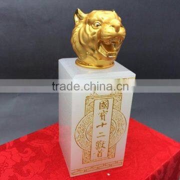 [Factory Sale ]Twelve Animal Zodiac 24K Gold Plating Seal ,White Jade Tiger Seal