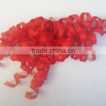 HOT SALE ! Red Polyester Satin Woven Fabric Ribbon Curly Bow, Fabric Ribbon Gift Bow, Woven Ribbon Christmas Bow