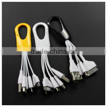2016 new product 12 cm hook shape smile logo 4in1 USB cable for cell phone