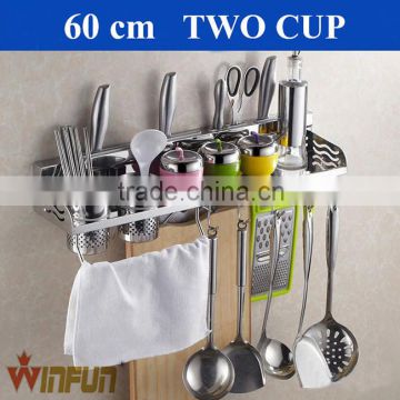 60cm Double cup Stainless Steel kitchen wall mounted corner shelf                        
                                                Quality Choice