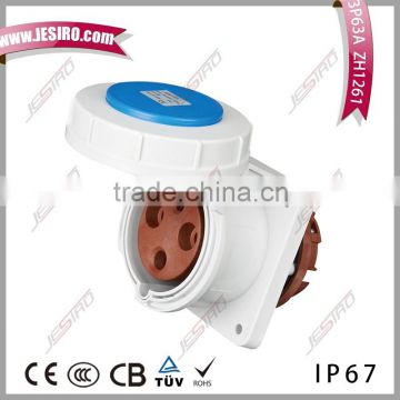 3P 63A panel mounted male and female industrial socket plug ZH1264