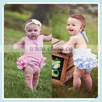 Infant girls' cotton ruffles bodysuit summer dresses with floral prints many styles wholesale baby romper