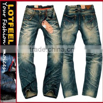 High quality dirty washed man denim Jeans pants jeans garment factory guangzhou garment factory (LOTM182)