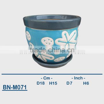 Vietnamese Ceramic Hand Carved Mini Flower Pot BN-M071