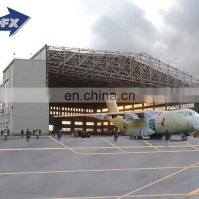 China prefabricated light steel frame warehouse airplane hangar with steel aluminium composite panel roof