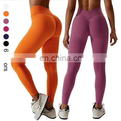 Customize Athletic Women clothes Quick Dry Yoga Pants Gym Wear Butt Lift V Shape High Waist New Sports Fitness Yoga Leggings