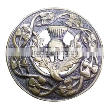 Thistle Design Piper Plaid Brooch In Antique Finish Made OF Brass Material