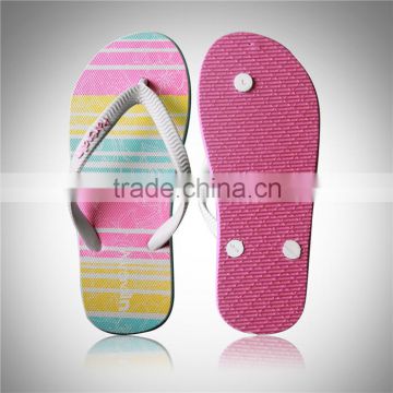 Ladies trendy flip flops, heat transfer printing flip flops, EVE soles flip flops