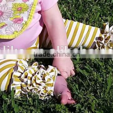 wholesale icing pants gold/white stripe kids ruffle pants icing ruffle toddler pants                        
                                                Quality Choice