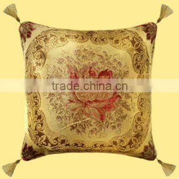 Middle East Unique Golden Silk Big Red Flower with Four Tassel Cushion Cover GS-003