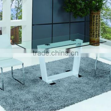 fashion tempered glass MDF frame dining table