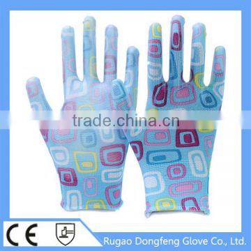 CE approved 13g nylon welcomed printed gloves for Plumbing