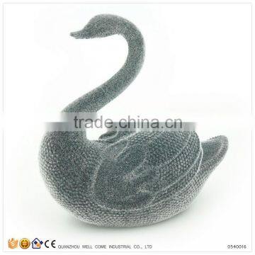 Hot Sale Resin Flocking Decorative Swan Figurine