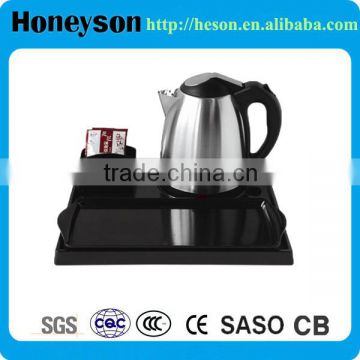 hotel guest amenities supplier cheap ang high quality 1.2L electric turkish kettle with tea tray