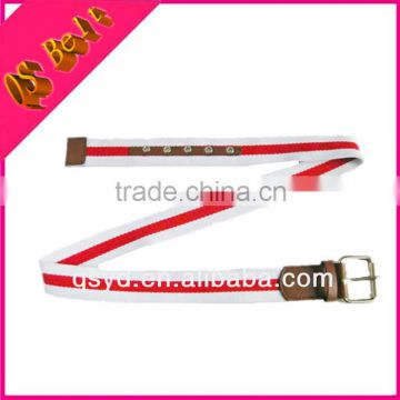 double colors women fashion red stripe white canvas belt