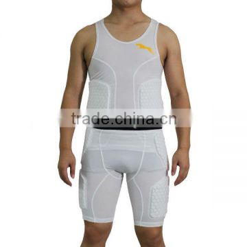 Whtie Football Padded Compression Wear Sleeveless