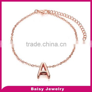 factory price cheap custom design rose gold stainless steel letter bracelet