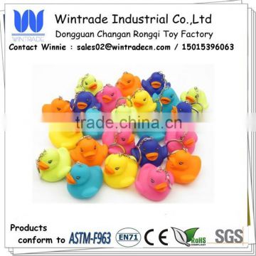 Colorful vinyl rubber duck keychain
