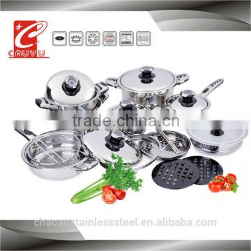 21 pcs Induction 0.5mm Thickness temperature kob stainless steel cookware set