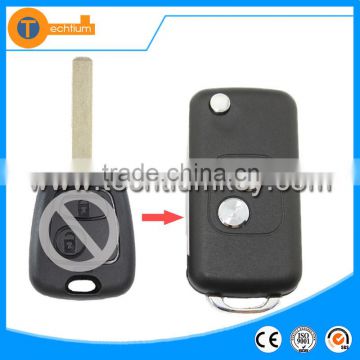 Flip key cover case with 407 groove on blade without circuit board blank key replacement for Peugeot 407 307 408