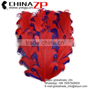 Leading Supplier ZPDECOR Good Dyed Red and Royal Curled Goose Feathers Plumage Pad Craft for Hair Accessories