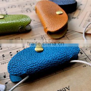 Boshiho leather design genuine leather Stylish Leather Earphone Pouch