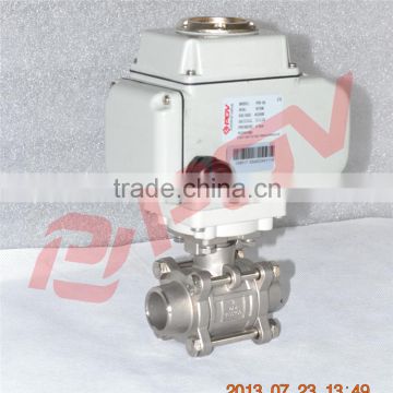 three piece welded ball valve with electric actuator