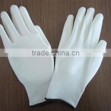 13G Polyester Liner, Smooth finished grey PU Coated Glove