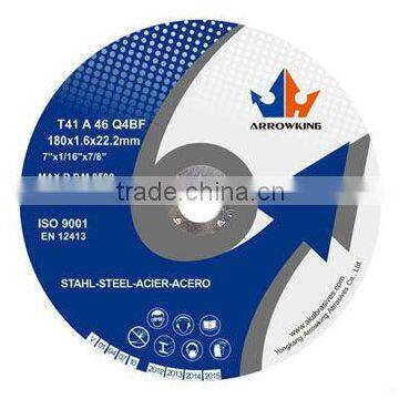 7" 180x1.6x22.2mm Flat Resin Bonded Reinforced Cutting Wheel For Metal